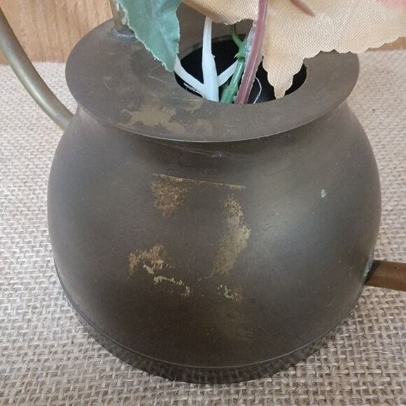 Vintage Small BRASS TEAPOT with Large Circle Handle for Decor Purposes - Picture 6 of 6